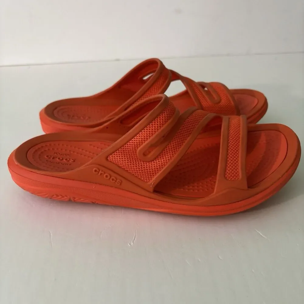 Crocs Kadee II Orange Slides Sandals Girls Youth Size 4 Summer Vacation Beach